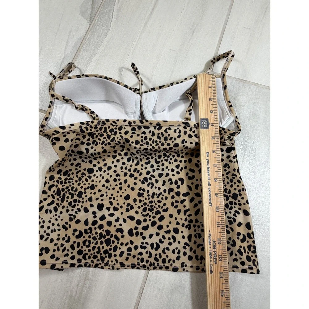 Victoria's Secret Leopard Print Underwire Tankini Top 36D Tan Black 293498-4RT